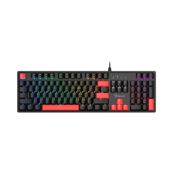 კლავიატურა: A4tech Bloody S510R RGB Mechanical Gaming Keyboard US Layout Fire Black (Red Switch)