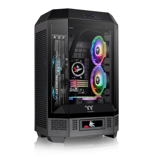The Tower 300, ThermalTake, Black, Tempered Glass*3/CT140 Fan*2/Color Box/With Screen Metal Panel, CA-1Y4-00S1WN-00
