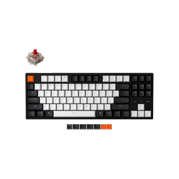 Keychron C1 Wired  87 Key  Hot-Swap Gateron  Switch   White LED Red