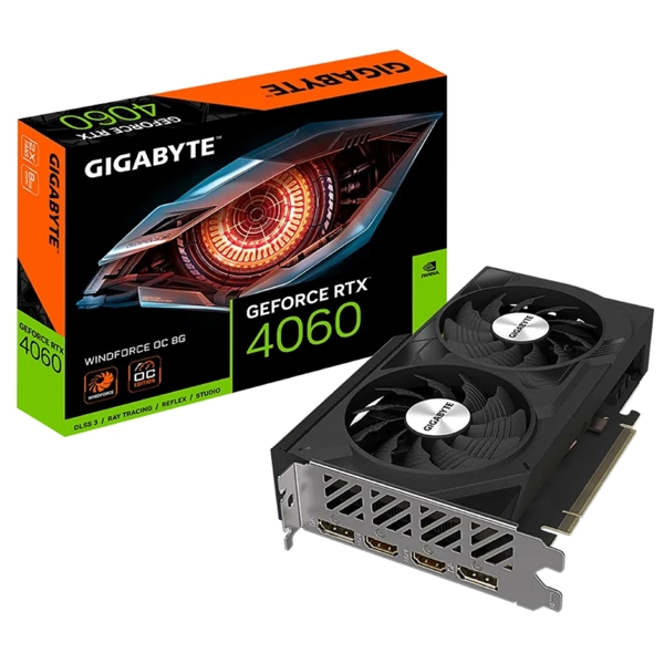 ვიდეო დაფა: Gigabyte GeForce RTX4060 WINDFORCE OC 8G 8GB 128-Bit GDDR6 - GV-N4060WF2OC-8GD