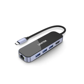 D1084A,UNITEK 6-in-1 USB-C 5Gbps Hub (3*USB3.0 + HDMI + Gigabit Ethernet + PD 100W)