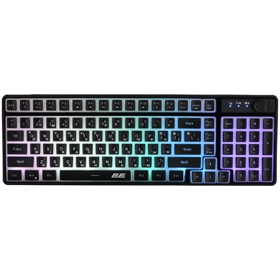 2E GAMING Membrane keyboard KG390 100key, USB-A/WL/BT, EN/UA, RGB, black