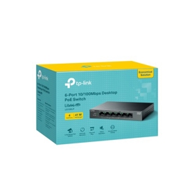 ქსელის გამანაწილებელი LS106LP, TP-Link, 6-Port 10/100Mbps Desktop Switch with 4-Port PoE, 41 W