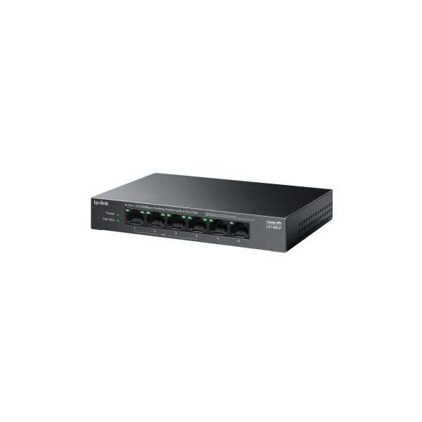 ქსელის გამანაწილებელი LS106LP, TP-Link, 6-Port 10/100Mbps Desktop Switch with 4-Port PoE, 41 W