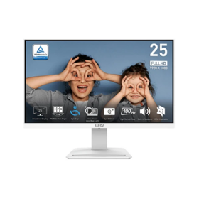 9S6-3PC7CH-054 MSI - PRO MP253W 24.5" (62.23cm) Flat IPS 1920x1080  48~100Hz 3001ms (MPRT) 4ms 178°/178° White-Whit