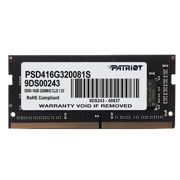 ოპერატიული მეხსიერება: Patriot SL DDR4 16GB 3200MHz SODIMM - PSD416G320081S