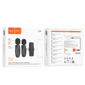 HOCO L15 Dual-mic clip-on wireless digital microphone(iP/Type-C)microphoneblack