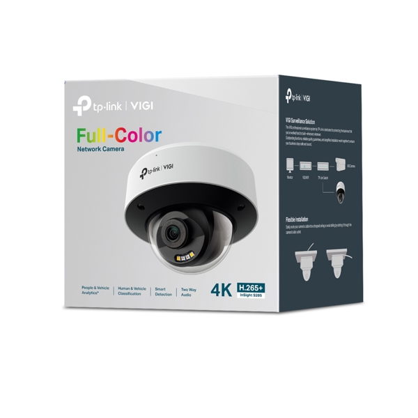 InSight S285(4mm), Tp-Link VIGI 8MP Full-Color Dome Network Camera, 4K Ultra HD, IP67, H.265+, Two-Way Audio, Ethernet Port, PoE