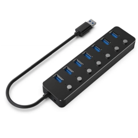 USB ჰაბი Gembird USB 7-Port HUB With Switches(UHB-U3P7P-01)
