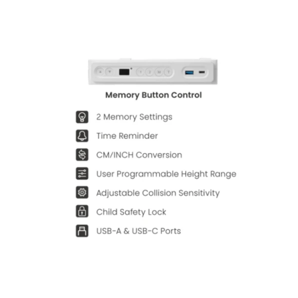 მაგიდა: Vertex VX-1SSD-01NW Single Motor Sit-Stand Desk with Drawer & Memory Control
