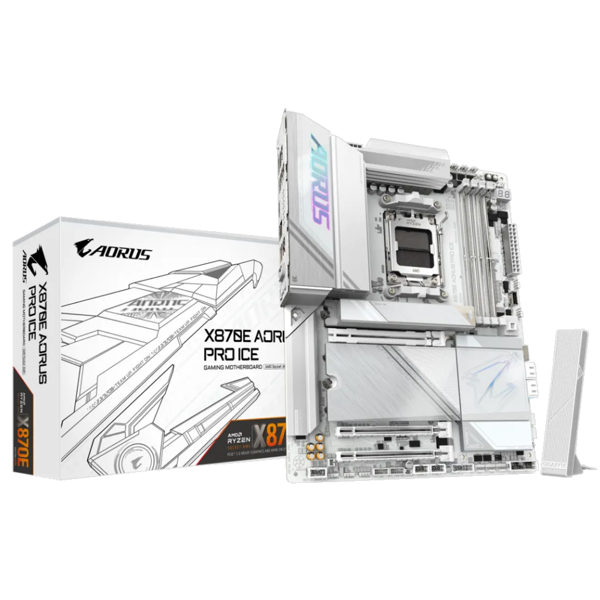 GIGABYTE Motherboard X870E AORUS PRO ICE sAM5 X870 4xDDR5 M.2 HDMI Wi-Fi BT ATX