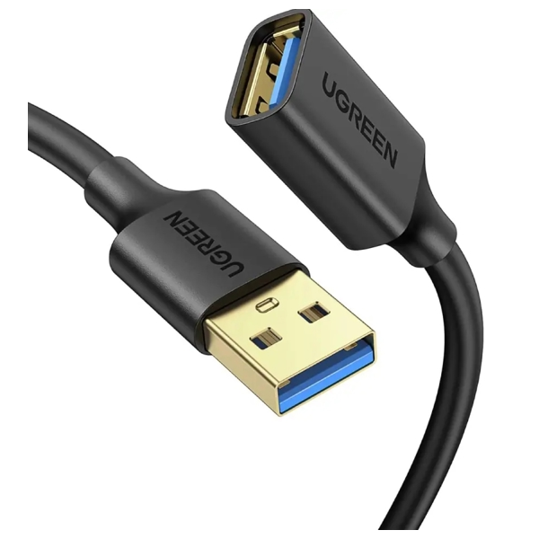 USB დამაგრძელებელი UGREEN US129 (30127), USB 3.0 Male to USB Female, Extension Male Cable, 3m, Black