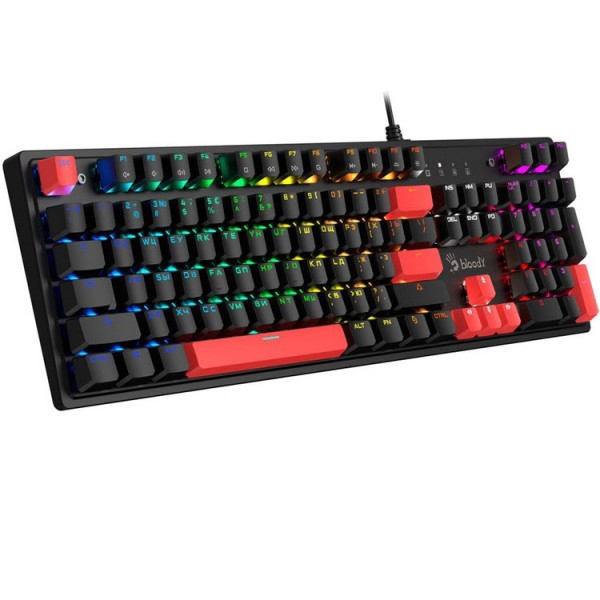 კლავიატურა: A4Tech Bloody S520N Mechanical Red Plus Switch RGB Gaming Keyboard Fire Black