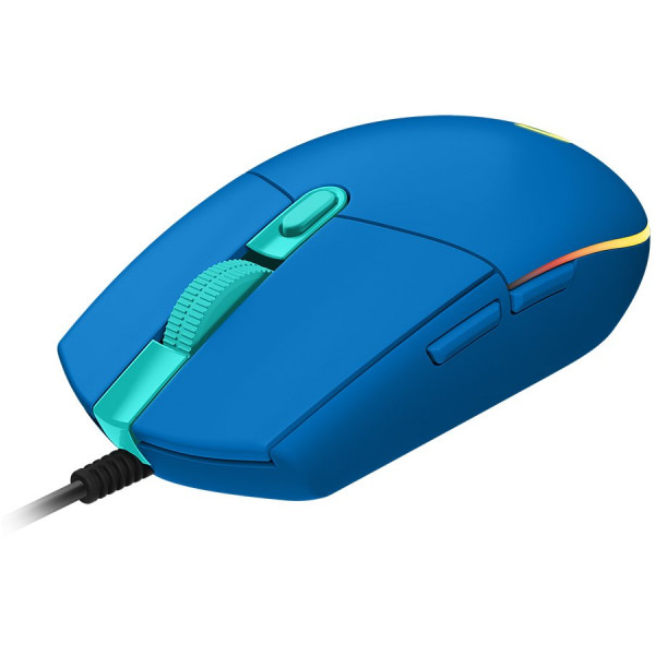 G102, Logitech Corded Gaming Mouse, RGB lighting, 200 – 8,000 dpi,  6 buttons, 2.1 m, BLUE - USB 1Y (L910-005801)