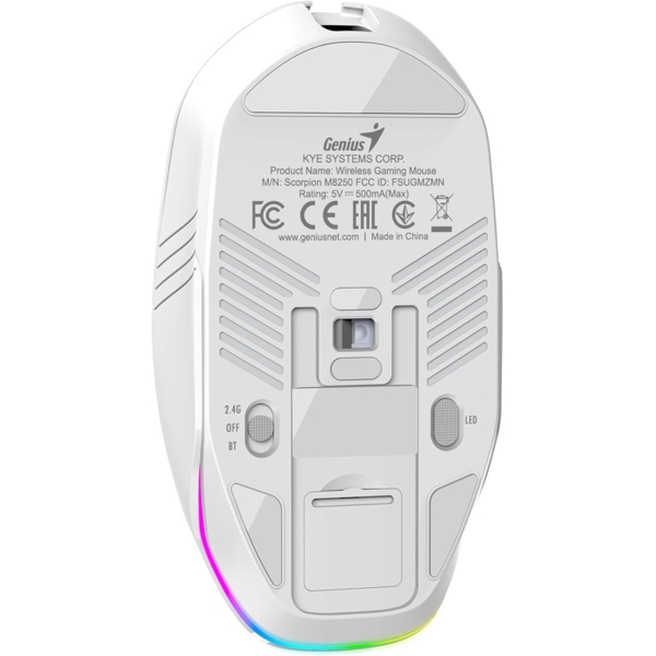თაგვი  Scorpion M8250,White, LED, Genius, Bluetooth 5.0 and 2.4GHz