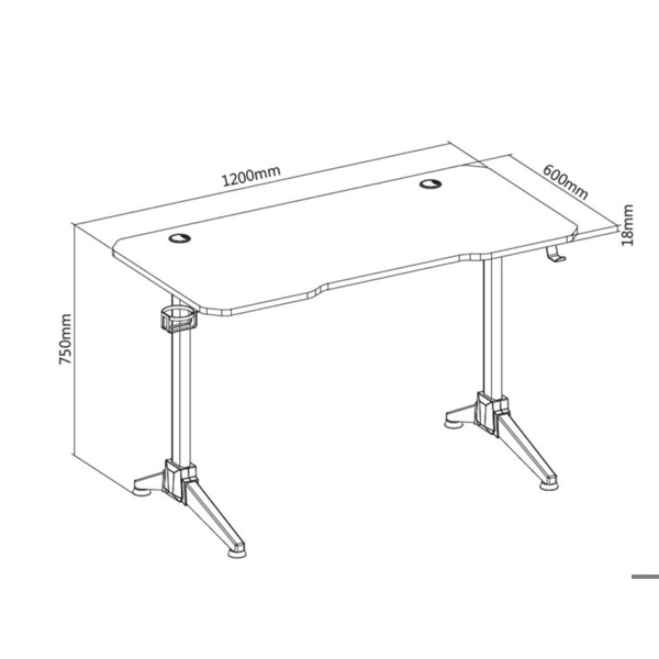 2E GAMING Table OTOROSHI, 120х60x75cm, white-grey
