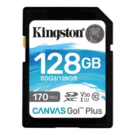 Flash Card/ Kingston Canvas Go Plus 128GB SD Card | Up to 200MB/s | Class 10, UHS-I, U3, V30 | SDG4/128GB