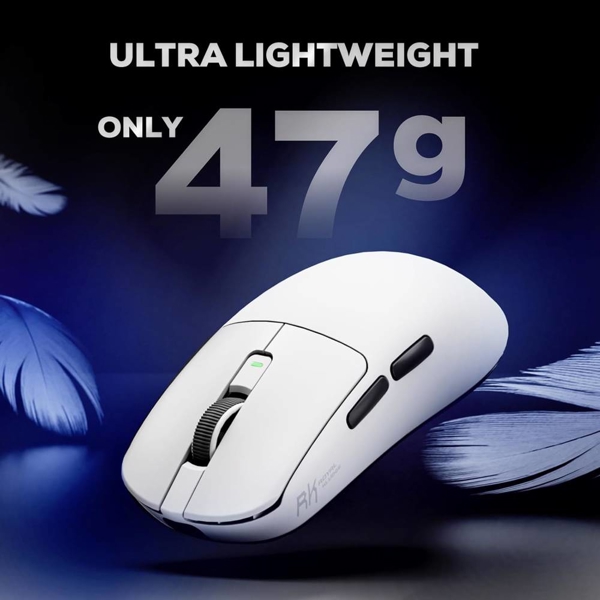 მაუსი Royal Kludge RKM3, Wireless, 2.4GHz, Bluetooth, USB, Gaming Mouse, White