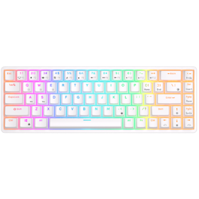 კლავიატურა Royal Kludge RK G68 RGB Mechanical Keyboard, Red switch, Hot Swappable, Wireless, USB Type-C, 2.4 GHz, Bluetooth, White