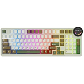 კლავიატურა Royal Kludge RK N99 RGB Mechanical Keyboard, Cream Switch, Hot Swappable, Wireless, USB, Bluetooth, 2.4GHz, Palm Green