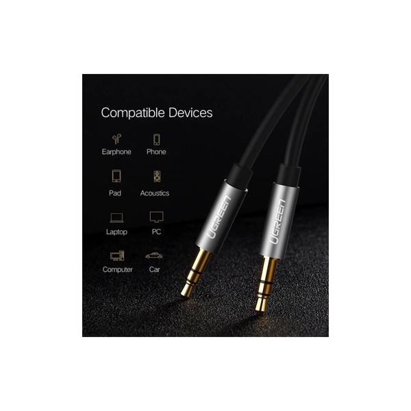 აუდიო კაბელი UGREEN AV119 (10733), 3.5mm Male to 3.5mm Male Cable, 1m, Black