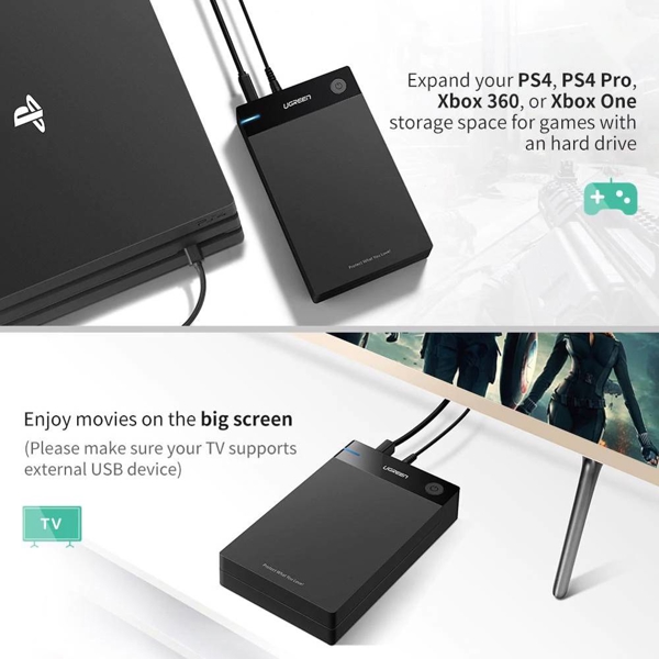 მყარი დისკის ქეისი UGREEN US222 (50422) USB 3.5 Inch HDD Enclosure SSD SATA USB 3.0 power Adapter
