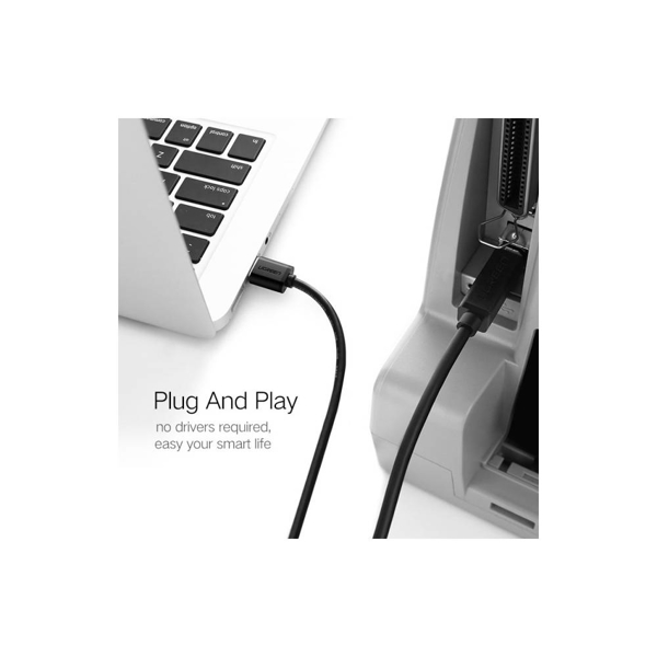 პრინტერის კაბელი UGREEN US135 (20847) USB 2.0 AM to BM Print Cable 2M Gold-Plated (Black) 2M