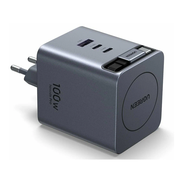 მობილურის დამტენი UGREEN X616 (65828), 100W, GaN Fast Charger with Retractable Cable, Grey