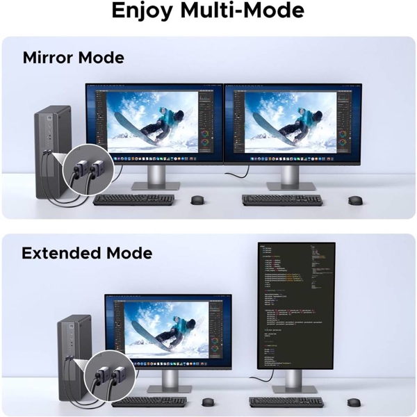ადაპტერი UGREEN DP130 (55935), 2Pcs, 4K DisplayPort to HDMI Adapter, Grey