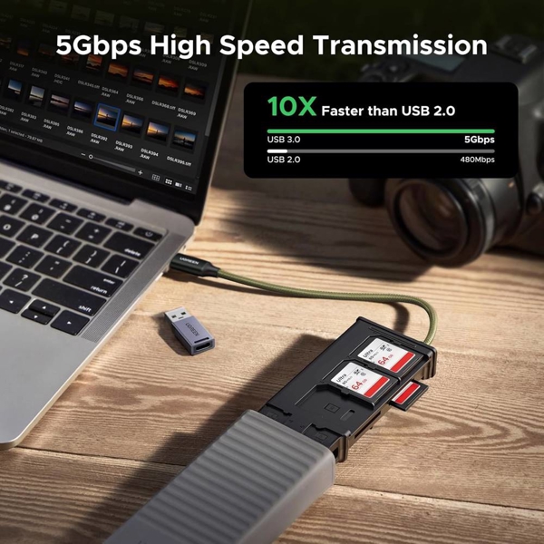 ბარათის წამკითხველი ქეისი UGREEN CM856 (55899), Multi-function Card Reader Case, Grey
