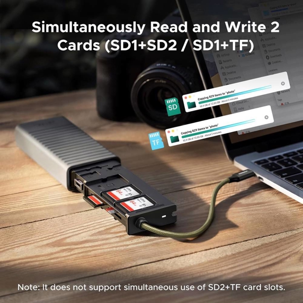 ბარათის წამკითხველი ქეისი UGREEN CM856 (55899), Multi-function Card Reader Case, Grey