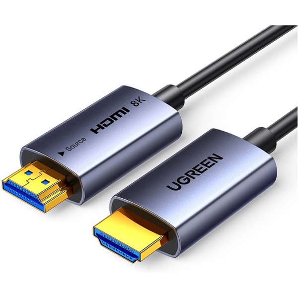 ვიდეო კაბელი UGREEN HD183 (55508), 8K, Fiber Optic HDMI To HDMI Cable, 30m, Grey/Black