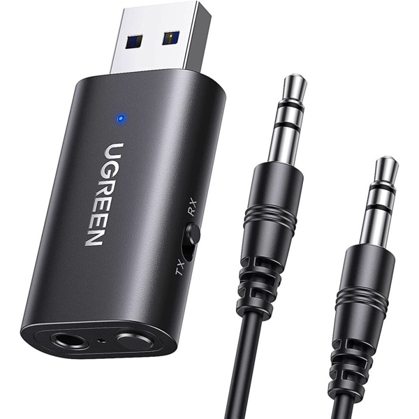 Bluetooth ადაპტერი UGREEN CM523 (60300), USB 2.0 to 3.5mm Bluetooth Transmitter/Receiver Adapter, Black