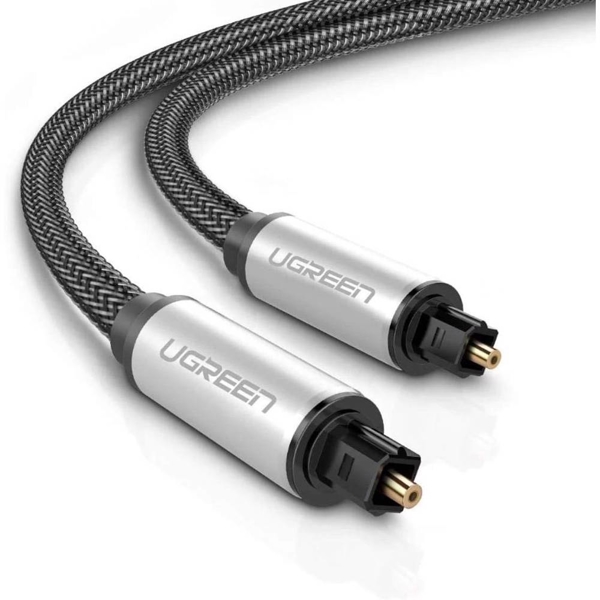 ოპტიკური აუდიო კაბელი UGREEN AV108 (10542), Toslink Optical Audio Cable, 1.5m, Black/Silver