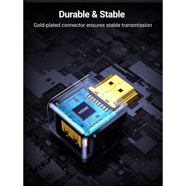 კუთხის HDMI ადაპტერი UGREEN HD112 (20110), HDMI 4K Adapter Male to Female Up-angled, Black