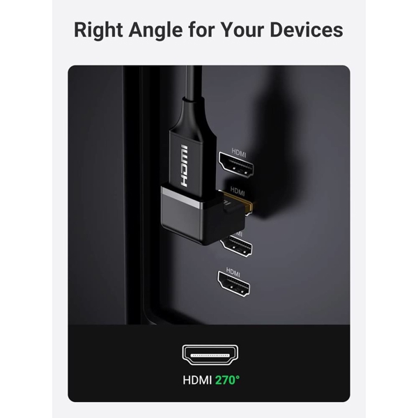 კუთხის HDMI ადაპტერი UGREEN HD112 (20110), HDMI 4K Adapter Male to Female Up-angled, Black
