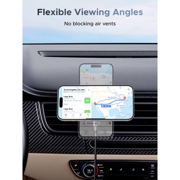 მანქანის უსადენო დამტენი UGREEN W758 (55967) MagFlow, 25W, Magnetic Wireless Car Charger, Grey