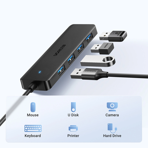 USB ჰაბი UGREEN CM219 (35574), USB, HUB, Black