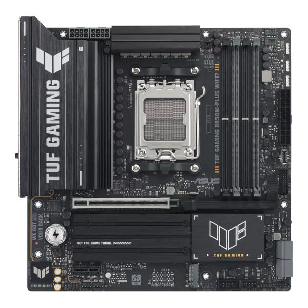 ASUS Motherboard TUF GAMING B850M-PLUS WIFI7 sAM5 B850 4xDDR5 M.2 HDMI DP Wi-Fi BT mATX