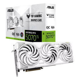 ASUS Graphic Card GeForce RTX 5070 TI 16GB GDDR7 OC TUF-RTX5070TI-O16G-WHITE-GAMING WHITE