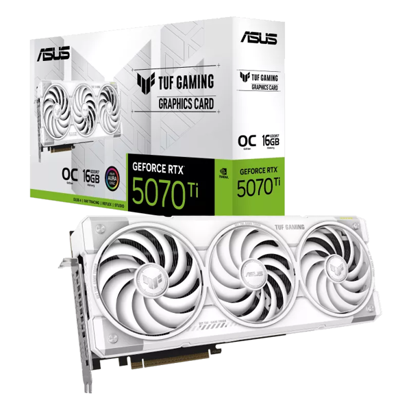 ASUS Graphic Card GeForce RTX 5070 TI 16GB GDDR7 OC TUF-RTX5070TI-O16G-WHITE-GAMING WHITE
