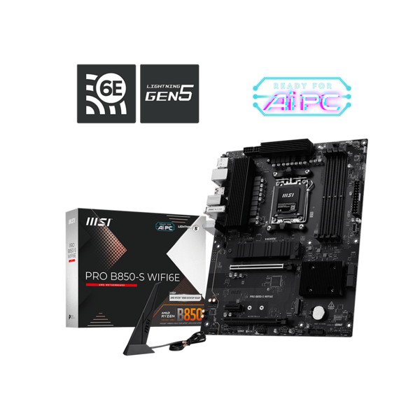 MSI Motherboard PRO B850-S WIFI6E sAM5 B850 4xDDR5 M.2 HDMI WiFi BT ATX