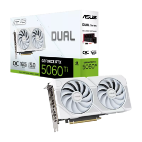 ASUS Graphic Card GeForce RTX 5060 TI 16GB GDDR7 OC DUAL-RTX5060TI-O16G-WHITE