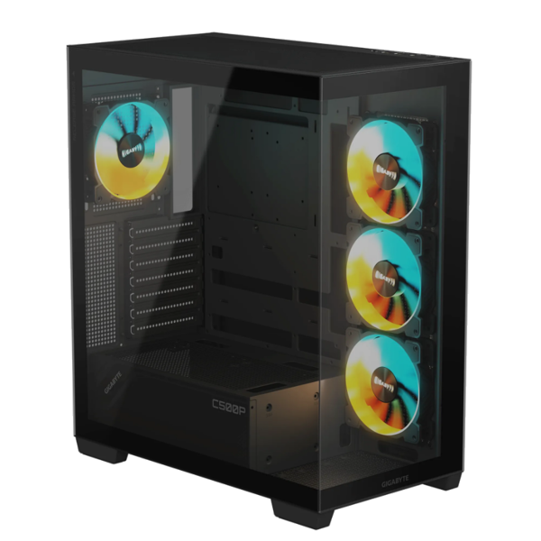 ქეისი: Gigabyte C500 PANORAMIC STEALTH 4x120mm ARGB Fans Mid Tower Black - C500P ST