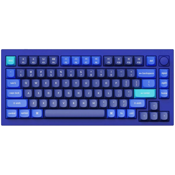 Keyboard mechanical Keychron Q1 75Key, Gateron Phantom Blue, Hot-Swap, QMK, Knob, USB-A, EN, RGB