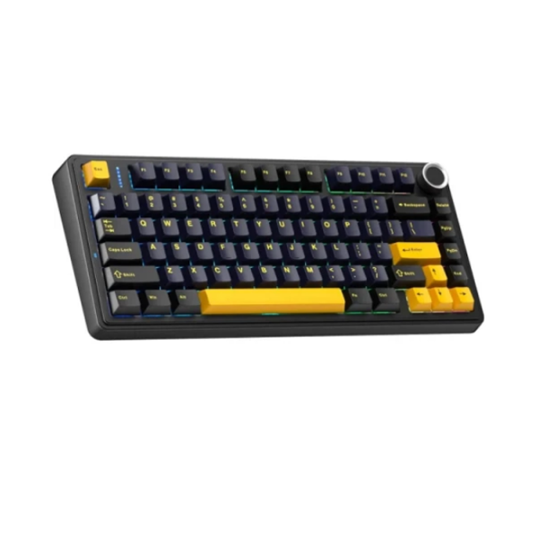 კლავიატურა: AULA F75 Gasket Wireless Mechanical Keyboard Black/Gray/Yellow (Reaper Switch)