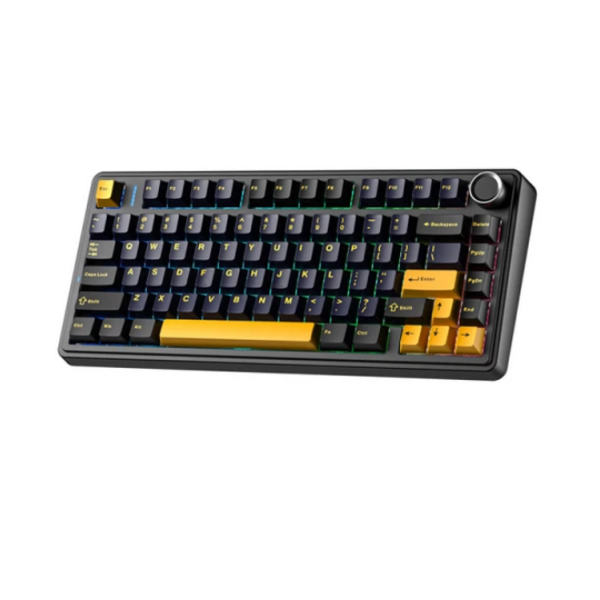 კლავიატურა: AULA F75 Gasket Wireless Mechanical Keyboard Black/Gray/Yellow (Reaper Switch)