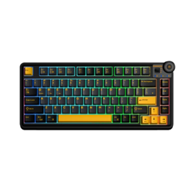 კლავიატურა: AULA AU75 Gasket Wireless Mechanical Keyboard Black/GrayYellow (Star Vector Switch)