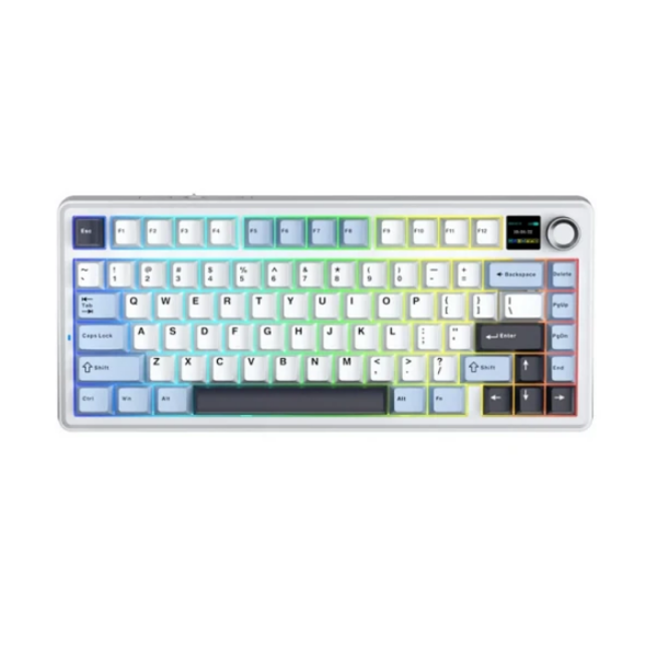 კლავიატურა: AULA F75MAX Gasket Wireless Mechanical Keyboard Glacier Blue/White/Purple (Reaper Switch)