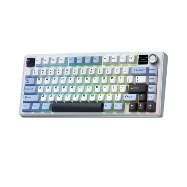 კლავიატურა: AULA F75MAX Gasket Wireless Mechanical Keyboard Glacier Blue/White/Purple (Reaper Switch)